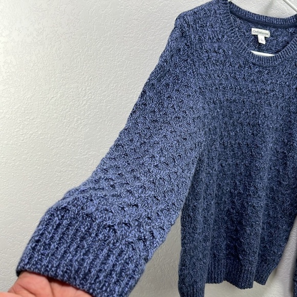 Croft & Barrow Women’s Cable Textured Blue Crewneck Sweater Long Sleeve Sz L - Picture 5 of 8